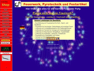 Durchführung oder Lieferung von Feuerwerken. Handel mit Pyrotechnik, Party- und Festartikeln.