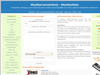 Musikerverzeichnis / Musikerliste